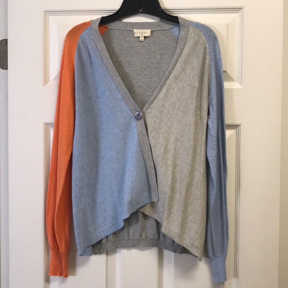 Colorblock LIGHTWEIGHT cotton cardigan sweater